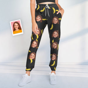 カスタムフェイススウェットパンツ - 写真入れ可能な男女兼用ジョガーパンツ - バナナ柄