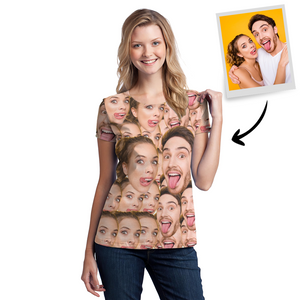 男女共用カスタムフォトTシャツ－写真入り可能なオリジナルTシャフェイスマッシュ