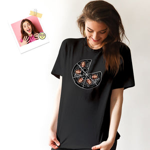 カスタムフェイスTシャツ-写真入れ可能なピザ柄の家族シャツ
