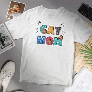 カスタムフェイスTシャツ-パーソナライズされた猫のお母さんTシャツ