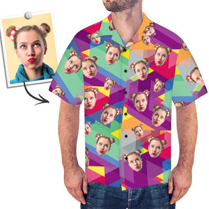 Custom Face Hawaiian Shirt Summer Color Stitching - MyfacesocksJP