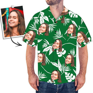 Custom Face Green Hawaiian Shirt - MyfacesocksJP