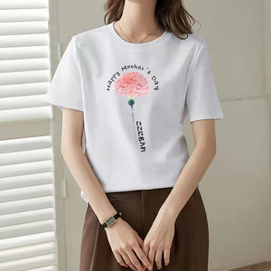 カスタム名前Tシャツ - テキスト入れ可能なT-SHIRTギフト母の日プレゼント - ピンクカーネーション