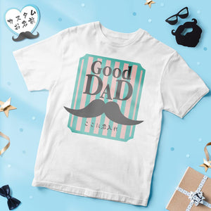 カスタム名前Tシャツ - テキスト入れ可能なT-SHIRTギフト父の日プレゼント - 髭柄GOOD DAD