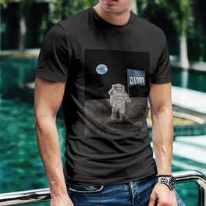カスタム写真Tシャツ - 写真入れ可能なT-SHIRTギフト父の日プレゼント - 月宇宙飛行士