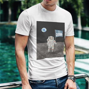 カスタム写真Tシャツ - 写真入れ可能なT-SHIRTギフト父の日プレゼント - 月宇宙飛行士