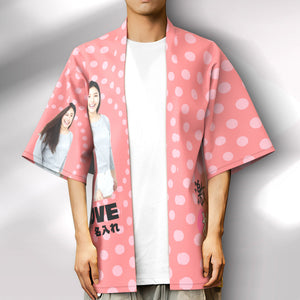 カスタムメンズフォト着物カーディガン－写真や名入れ可能なオリジナル甚平風羽織シャツ－FESTIVAL応援