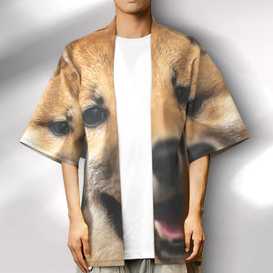 カスタムメンズフォト着物カーディガン－写真入れ可能なオリジナル甚平風羽織シャツ
