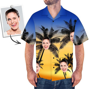 Custom Face All Over Print Hawaiian Shirt Coconut Trees - MyfacesocksJP