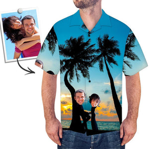 Custom Face All Over Print Hawaiian Shirt Seaside Sunset - MyfacesocksJP