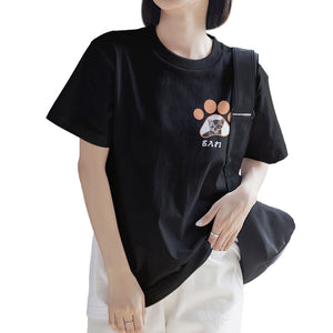 カスタムフォトTシャツ - 写真と名前入れ可能なオリジナルペット写真T-SHIRTプレゼント - かわいい猫の爪