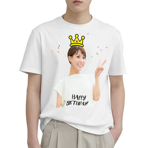 カスタムフォト誕生日Tシャツ - 写真入れ可能な写真T-SHIRTプレゼント - 王冠柄の誕生日プレゼント