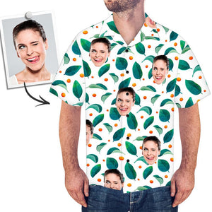 Custom Face All Over Print Green leaves Hawaiian Shirt - MyfacesocksJP