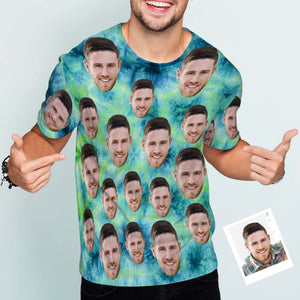 オーダーメイド男性用顔Tシャツ-顔の写真入れ可能な面白い絞り染めTシャツ