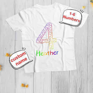 カスタム年齢1-6歳Tシャツ-両面印刷白いパーソナライズ子供シャツ誕生日ギフト