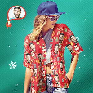 カスタムフェイスシャツ-写真入れ可能な女性用クリスマスアロハシャツプレゼント-メリークリスマス