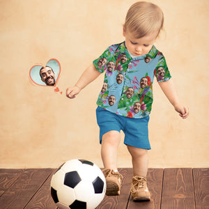 カスタムフェイスシャツ-写真入れ可能な子供用アロハシャツカラフルなオウム