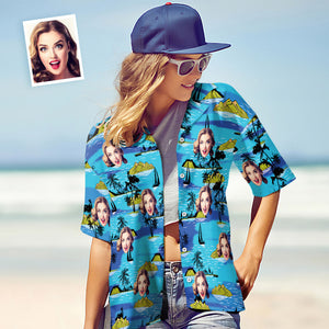 カスタムフェイスシャツ-写真入れ可能な女性用アロハシャツプレゼント-大葉半袖シャツ