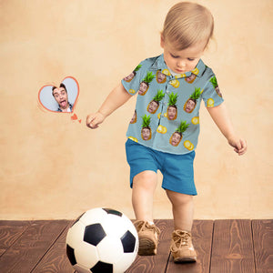 カスタムフェイスシャツ-写真入れ可能な子供用アロハシャツパイナップル