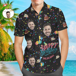 カスタムフェイスアロハシャツ-写真入れ可能な男性全印ユニークな誕生日プレゼント