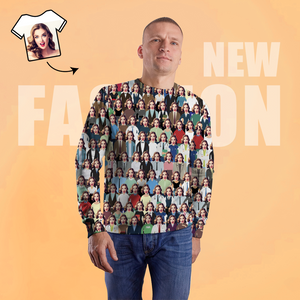 カスタムフェイスユニセックスパーカー - カジュアルプリント写真丸襟のシャツ - 人の群れ