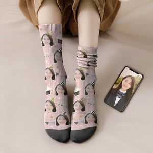カスタムフェイスソックス-写真入り可能なオリジナル靴下-誕生日おめでとう