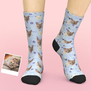 カスタムフェイスソックス-写真入れ可能な靴下ギフト猫好きへのプレゼント