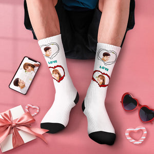 カスタムフェイスソックス-写真２枚入り名入れ可能なオリジナル靴下バレンタインギフト