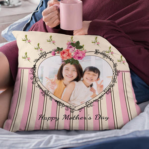 カスタム写真クッション-写真入れ可能な花柄の抱き枕お母さんへの母の日プレゼント