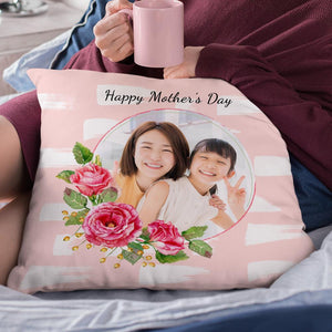 カスタム写真クッション-写真入れ可能なカーネーション柄の抱き枕お母さんへの母の日プレゼント