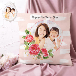 カスタム写真クッション-写真入れ可能なカーネーション柄の抱き枕お母さんへの母の日プレゼント