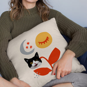 カスタム写真クッション-写真入れ可能な花と猫柄のオリジナル抱き枕ギフト