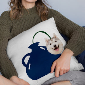 カスタム写真クッション-写真入れ可能な花瓶と犬柄のオリジナル抱き枕ギフト
