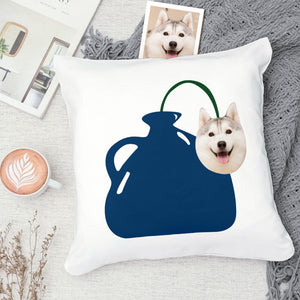 カスタム写真クッション-写真入れ可能な花瓶と犬柄のオリジナル抱き枕ギフト