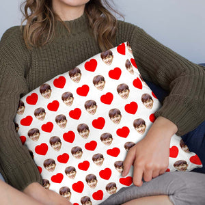 カスタムフォトクッション-写真入れ可能なオリジナル抱き枕ギフト大切な人へのバレンタインプレゼント-ハートだらけ
