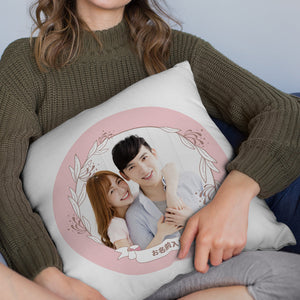 カスタム写真クッション-写真入れ名入れ可能な葉柄の抱き枕恋人へのバレンタインギフト