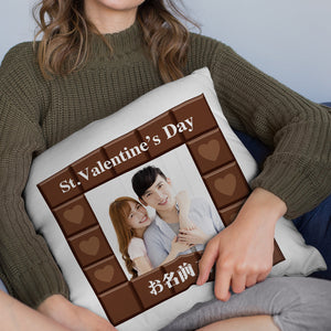 カスタム写真クッション-写真入れ名入れ可能なチョコレート柄の抱き枕恋人へのバレンタインギフト