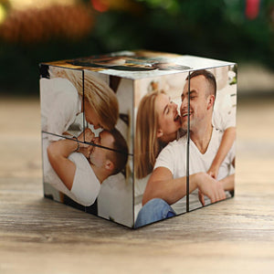 結婚式プレゼント-カスタムDIYインフィニティフォトルービックキューブ-折りたたみフォトキューブ-マルチフォト恋人へのカラフルなルービックキューブ
