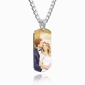Men's Stainless Steel Dog Tag Photo Pendant