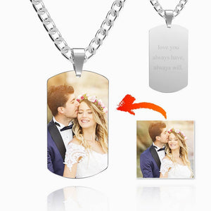 Men's Stainless Steel Dog Tag Photo Pendant
