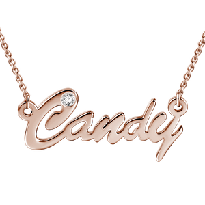0.02CT Diamond Name Necklace Rose Gold