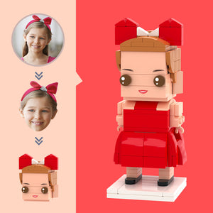カスタマイズされたヘッド子供の赤いスカート フィギュア小粒子ブロックおもちゃカスタマイズ可能なレンガ アート ギフト - 