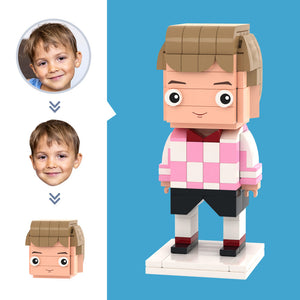 カスタマイズされたヘッド子供の市松模様のシャツフィギュア小粒子ブロックおもちゃカスタマイズ可能なレンガアートギフト - 