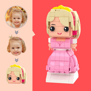カスタマイズされたヘッド ピンクのドレス プリンセス フィギュア 小粒子ブロック おもちゃ カスタマイズ可能な ブリック アート ギフト - 