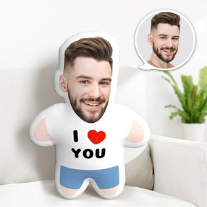 I LOVE YOU Minime Throw Pillow Custom Face Gifts Personalized Photo Minime Pillow - makephotopuzzleuk