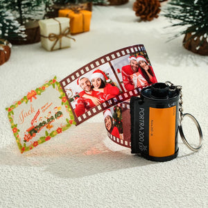 カスタム写真フィルムキーホルダー - 写真入れ可能なカメラキーホルダー可愛いクリスマスキーホルダープレゼント