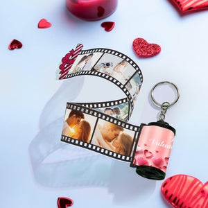 カスタム写真フィルムキーホルダー写真入れ可能な愛のカメラキーホルダーバレンタインデーのプレゼント - ピンク