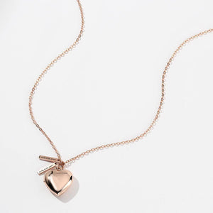 Personalized Heart Photo Locket Necklace With Engraving Name Rose Gold Plated