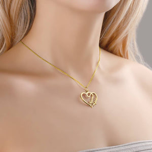 Overlapping Heart Two Name Necklace 14k Gold Plated