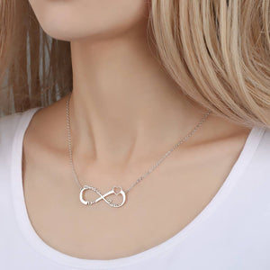 Personalized Infinity Heart Three Name Necklace Copper in Silver